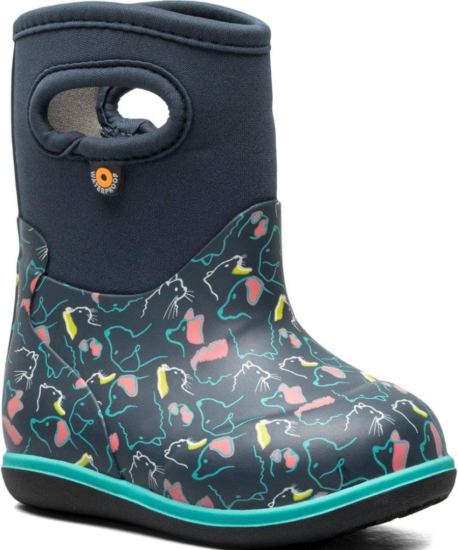 Footwear * | Bogs Baby Classic Pets Rain Boots Toddlers' Ink Blue Multi