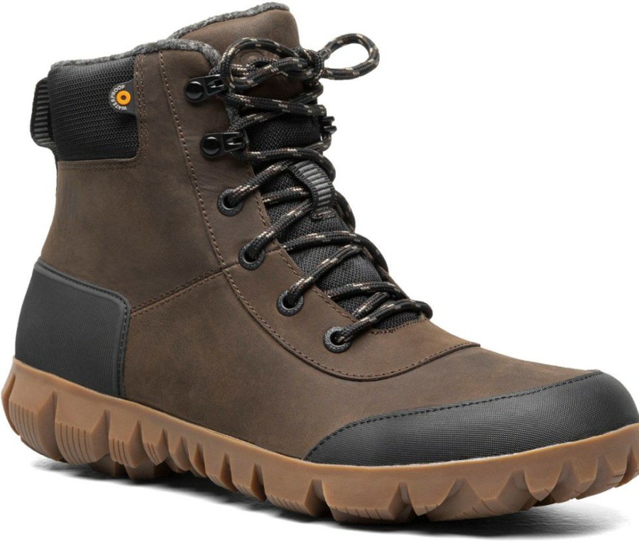 Footwear * | Bogs Arcata Urban Leather Mid Snow Boots Men'S Chocolate