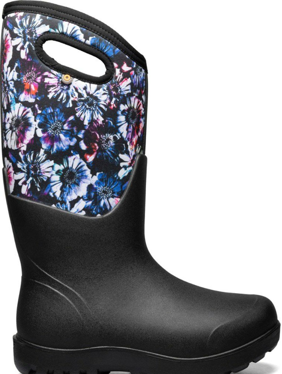 Footwear * | Bogs Neo-Classic Tall Real Flowers Boots Women'S Black Multi