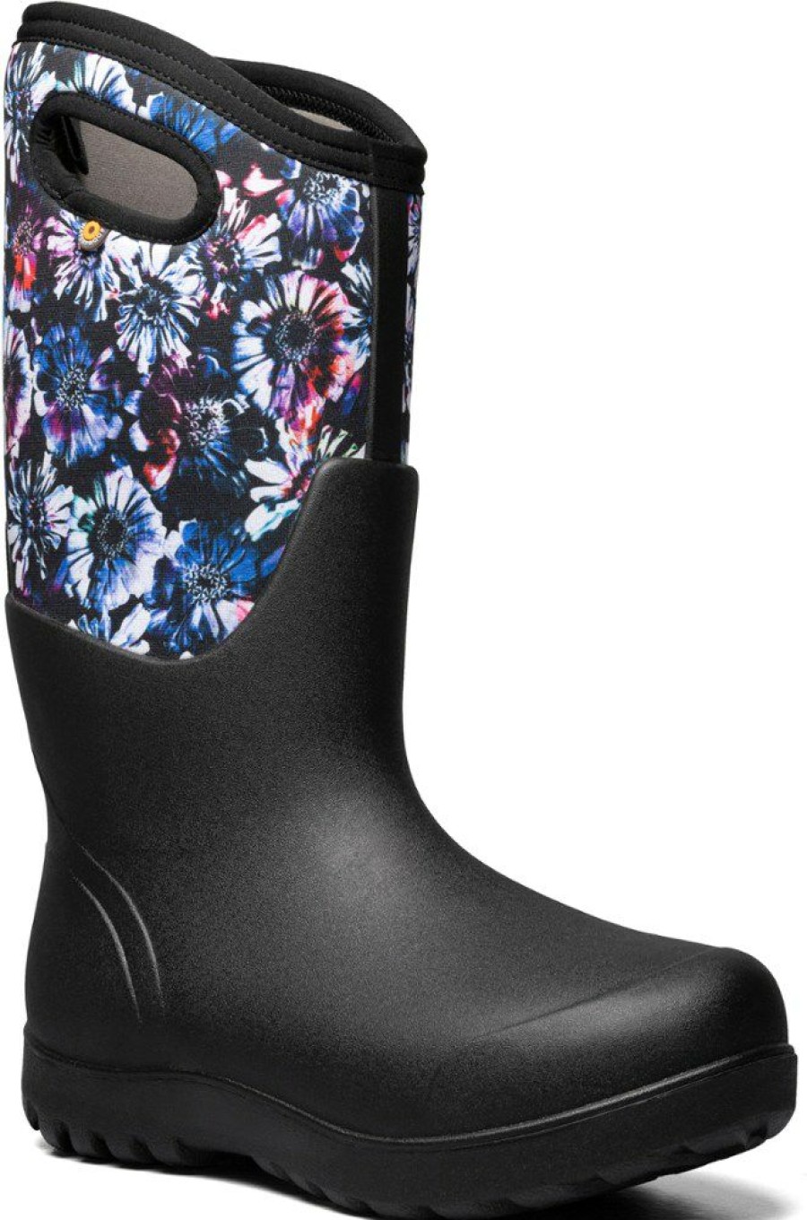 Footwear * | Bogs Neo-Classic Tall Real Flowers Boots Women'S Black Multi